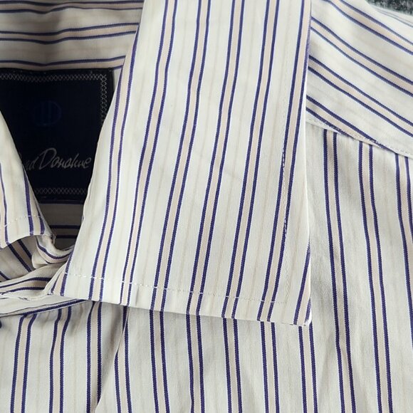 David Donahue Button Up Long Sleeve Striped Colorful Purple Yellow 15.5 32/33 - Picture 8 of 14